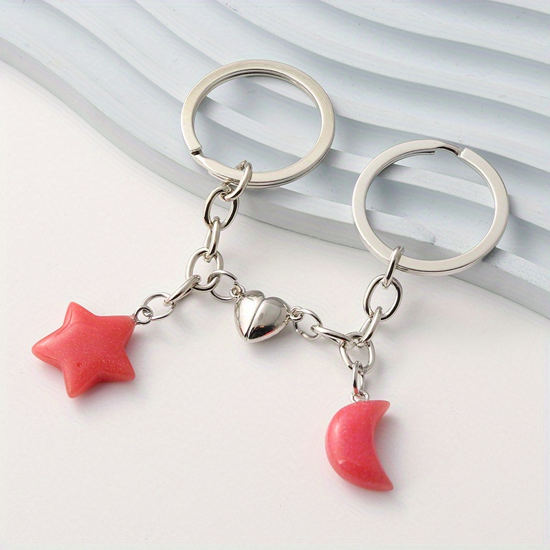 Kpop Finger Heart Love & Star Enamel Keychain Cute Key Ring Purse Bag  Backpack Car Key Charm Accessory Women Christmas Gift