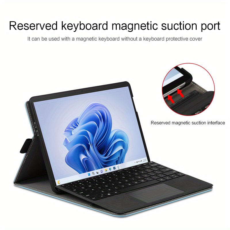 Para Microsoft Surface Pro 9 SF129 Funda de cuero para tableta con teclado  Bluetooth con textura