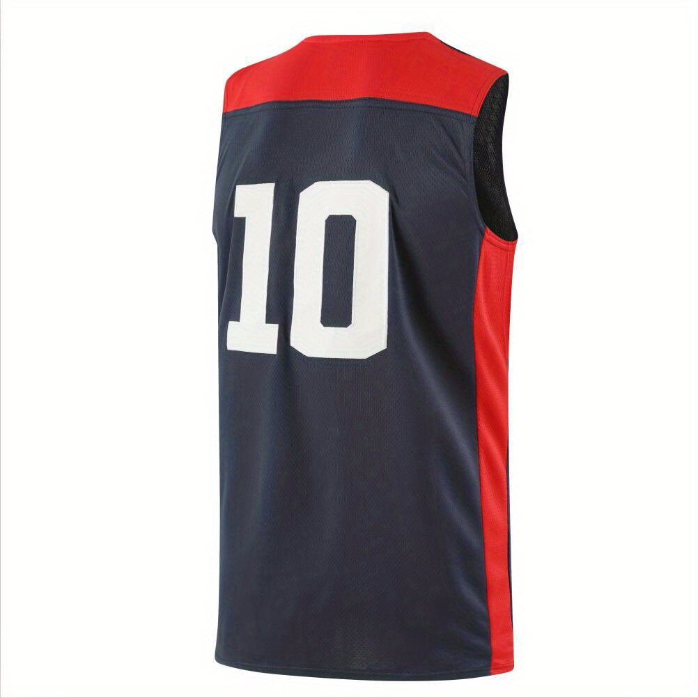 Mens Usa 10 Embroidered Basketball Jersey Retro Slightly Stretch Tank