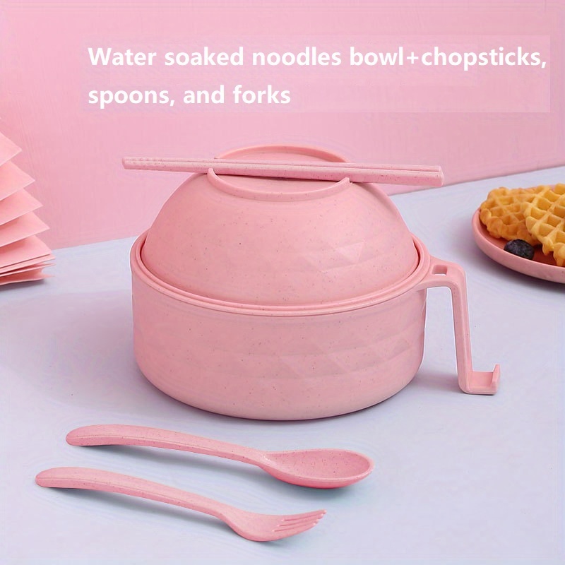 Travelwant Microwave Bowl with Lid, Microwave Soup Bowl with Lid, Noodle Bowl for Ramen, Soup, Beverages, Pink