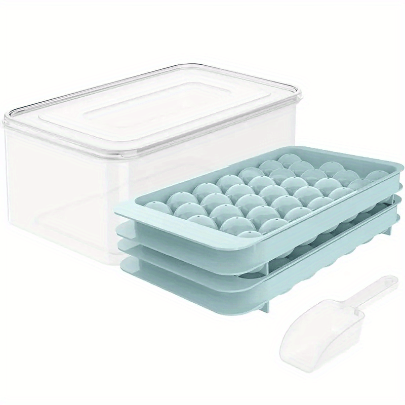  Ice Cube Bin Bucket Trays - Ice Holder, Container, Storage for  Freezer, Refrigerator with Scoop, Lids: Home & Kitchen