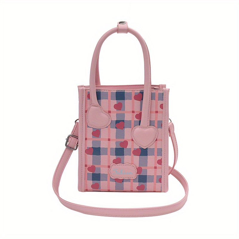 Pink plaid purse hot sale