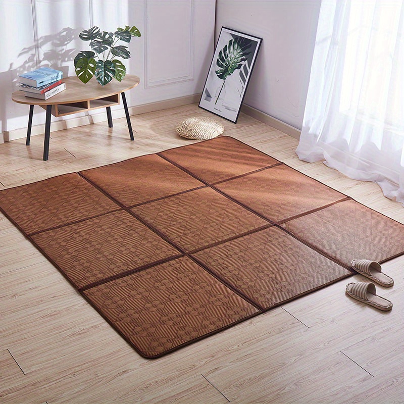 European Geometric Leaves Area Rug - 7x10 Orange Brown Living Room Bedroom  Rug, Non-Slip Machine Washable Soft Playroom Mat Indoor Floor Accent Carpet