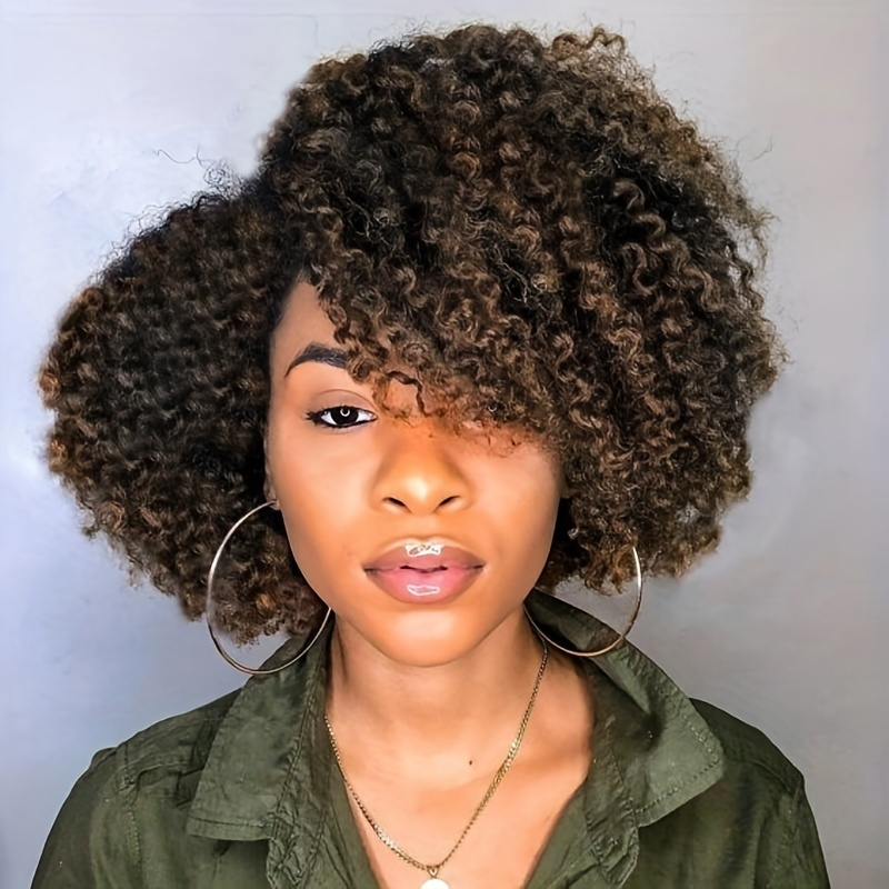 Short Kinky Curly Wigs For Women Afro Curly Hair Replacement Wig Heat ...