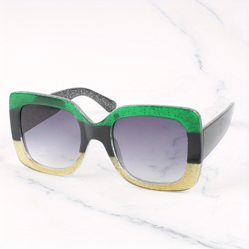 Large Frame Red Green Colorful Square Frame Sunglasses Women - Temu