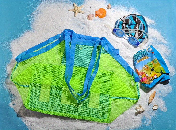 extra large mesh beach tote   oxford fabric sand proof   for toys towels groceries   swimming camping hiking details 5