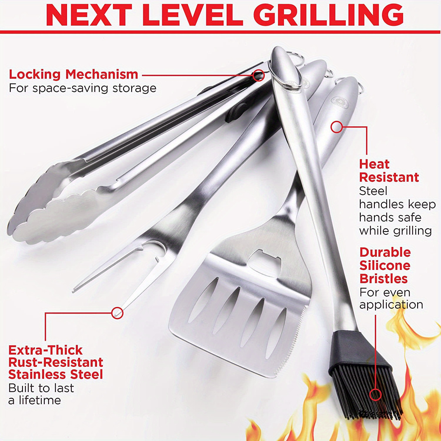 Heavy Duty BBQ Grill Tools Camping Cooking Utensils Set Grilling