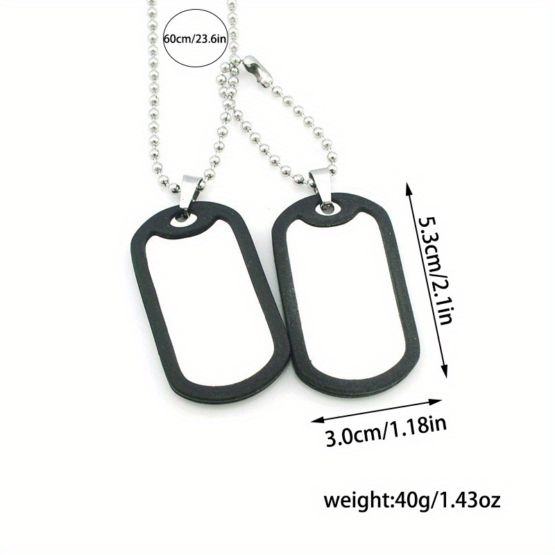 1pc New Hip Hop Military Style Stainless Steel Dog Tag Pendant Necklace ID Card Name Jewelry, Jewels,Temu