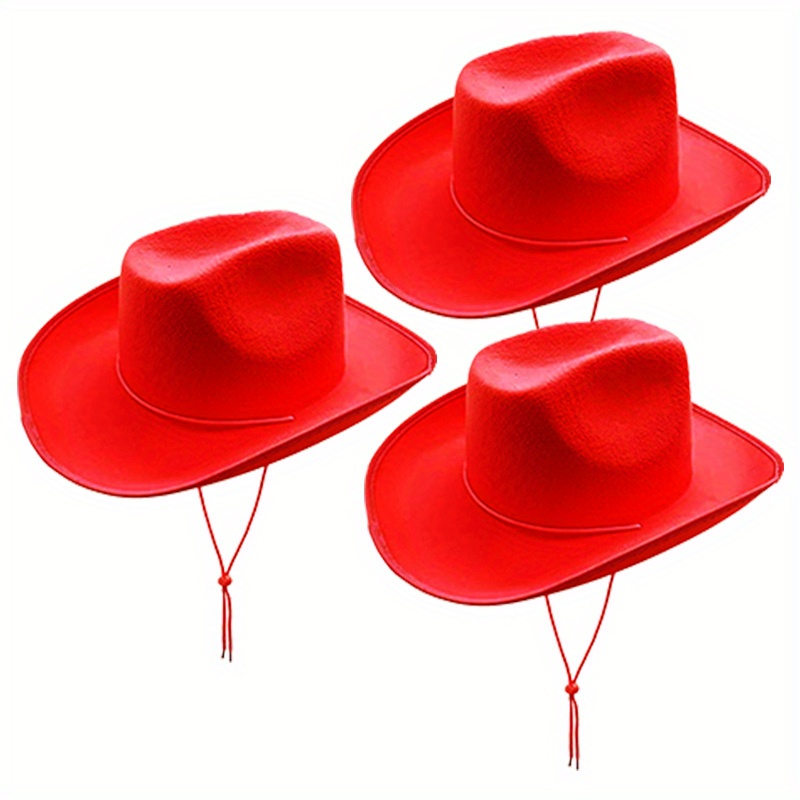 Image of 3-pack Unisex Felt Cowboy Hats With Adjustable Neck Strap - Tie-dye Suitable For Teens & Adults, Lightweight Non-elastic Western Hats For Parties, Themed Events, Dances, Hand Washable For And