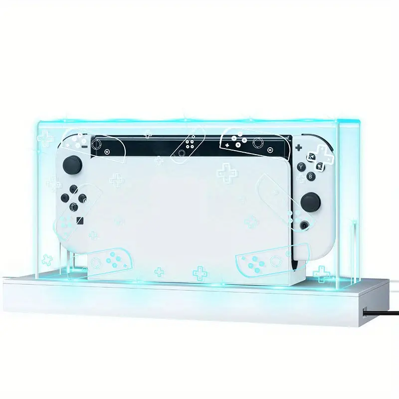 dust cover luminous base for switch oled special protective case for switch special transparent scratch resistant waterproof transparent acrylic protective case acrylic host protective case details 8