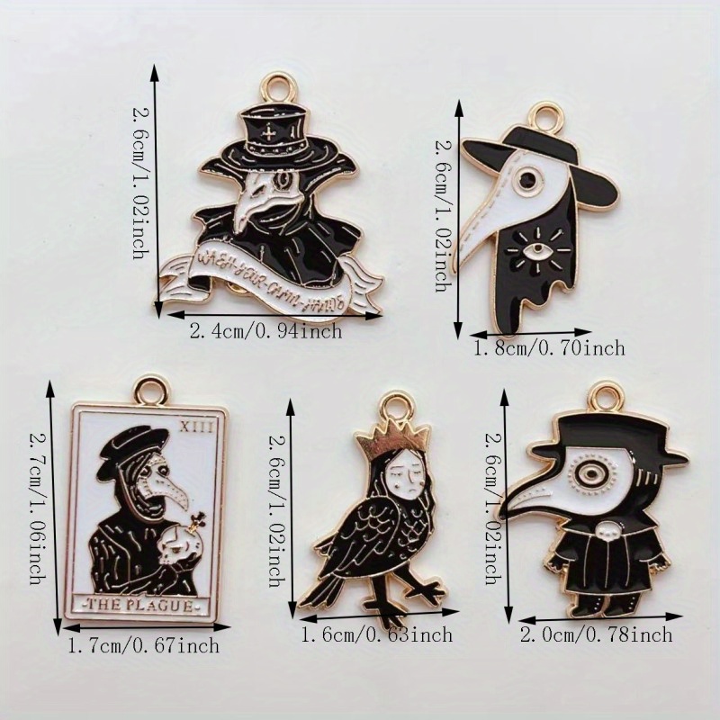 Gothic Style Moon Skull Crow Design Enamel Charms For Diy - Temu