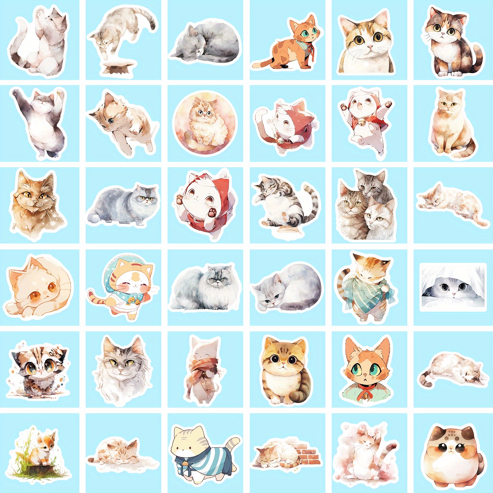 Cute Cat Stickers For Water Bottles, Stickers For Kids Teen Birthday