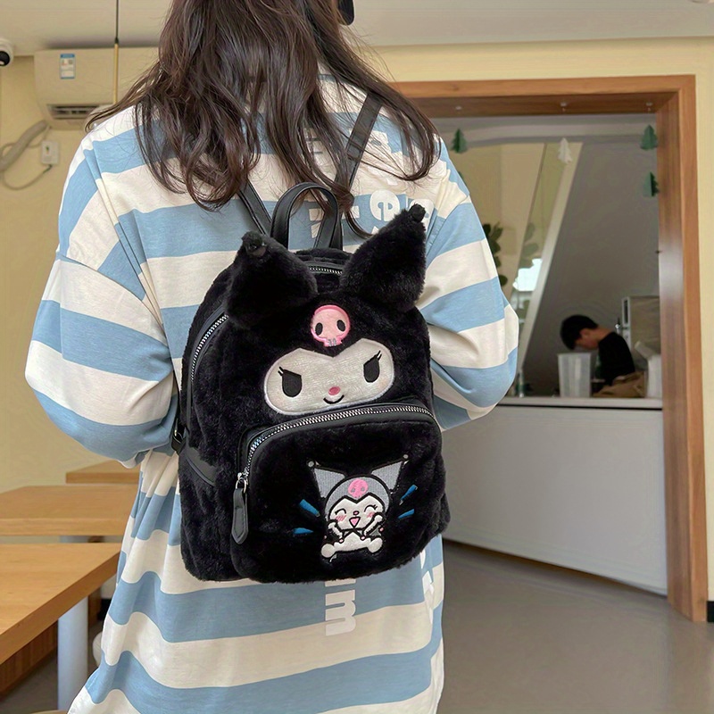 Kawaii Pattern Backpack Trendy Plush Storage School - Temu