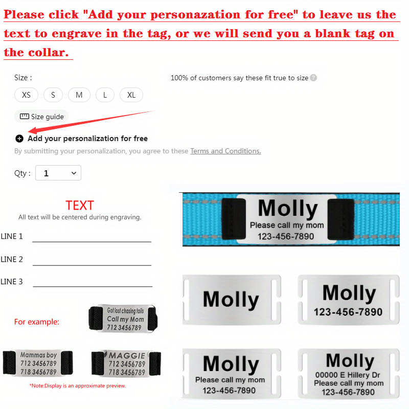 Reflective Personalized Dog Collar Engraved Nameplate Temu Australia