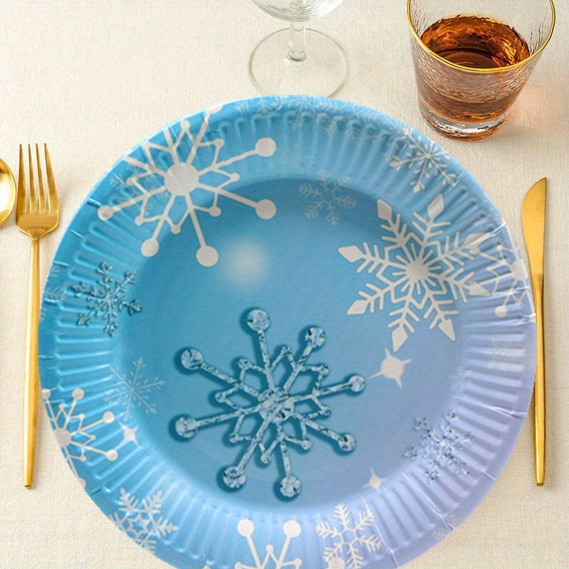 Christmas Snowflake Dinnerware Set, Plastic Tablecloth Disposable Table  Cover, Paper Plate Cups And Lunch Napkins For Wedding Birthday Party Bridal  Baby Shower Decoration For 16 Guests - Temu United Arab Emirates