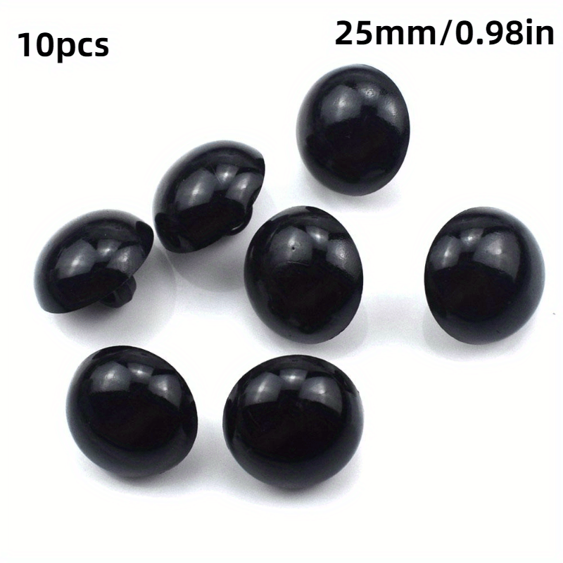 Oval Safety Noses Buttons Eyes 6 Pieces (Black, 30mm)