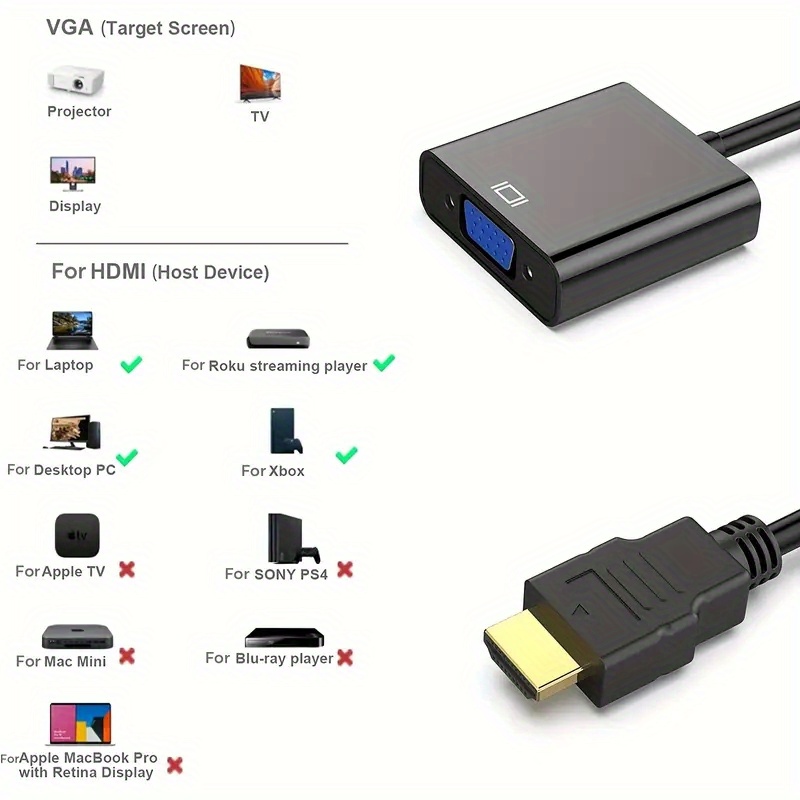 to vga adapter golden plated to vga adapter male to female for computer desktop laptop pc monitor projector hdtv chromebook and more details 2