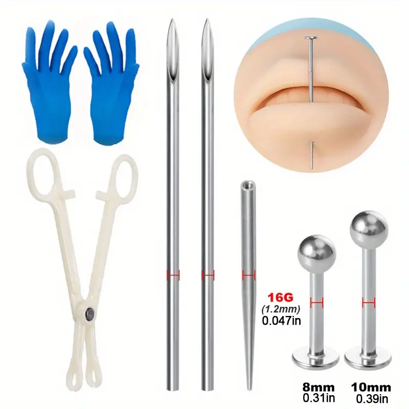 Cuerpo Piercing Fórceps Kit Hemostat Esponja Abrazadera 7