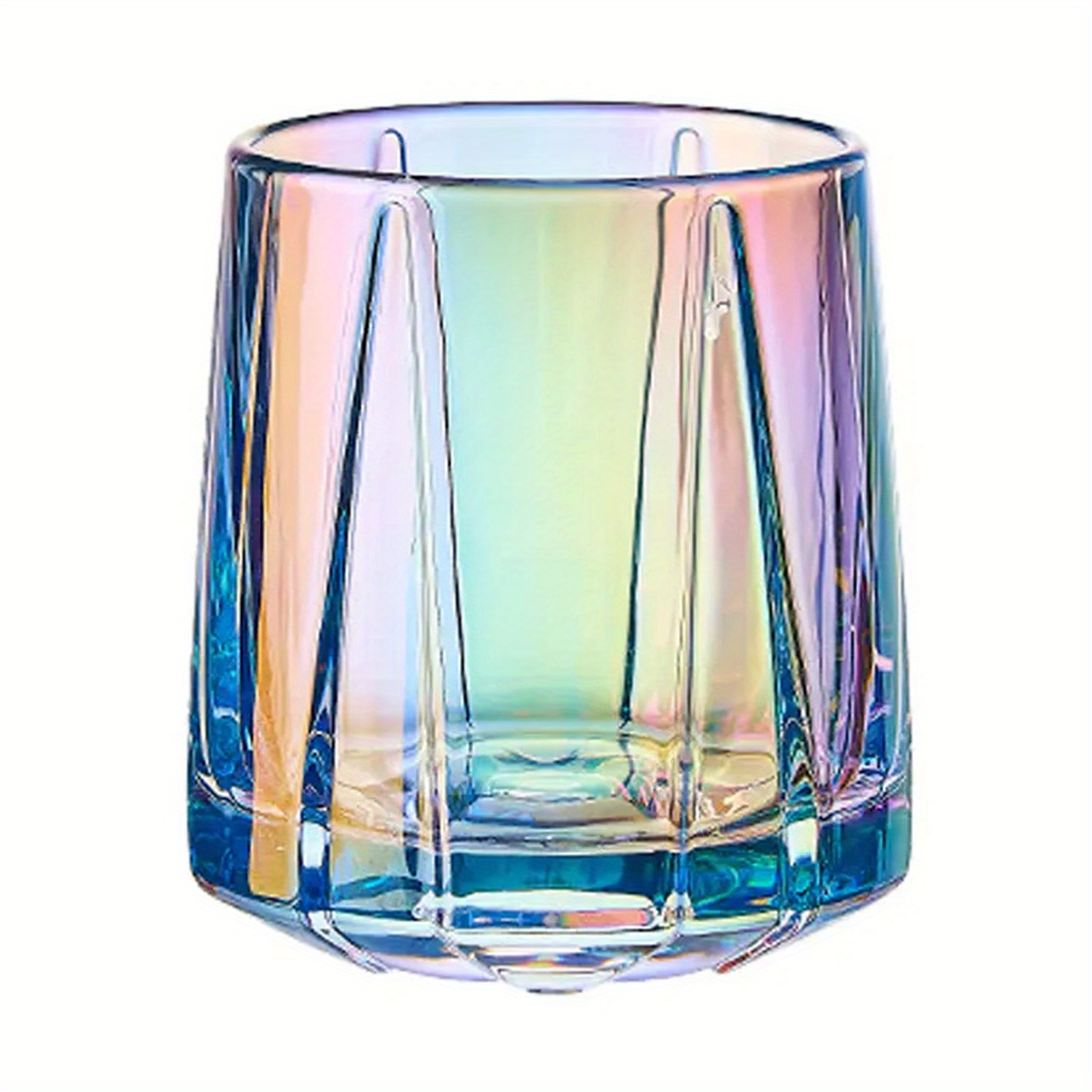 Geometric Glass Cup Clear Shiny Water Cup Iced Coffee Cups - Temu
