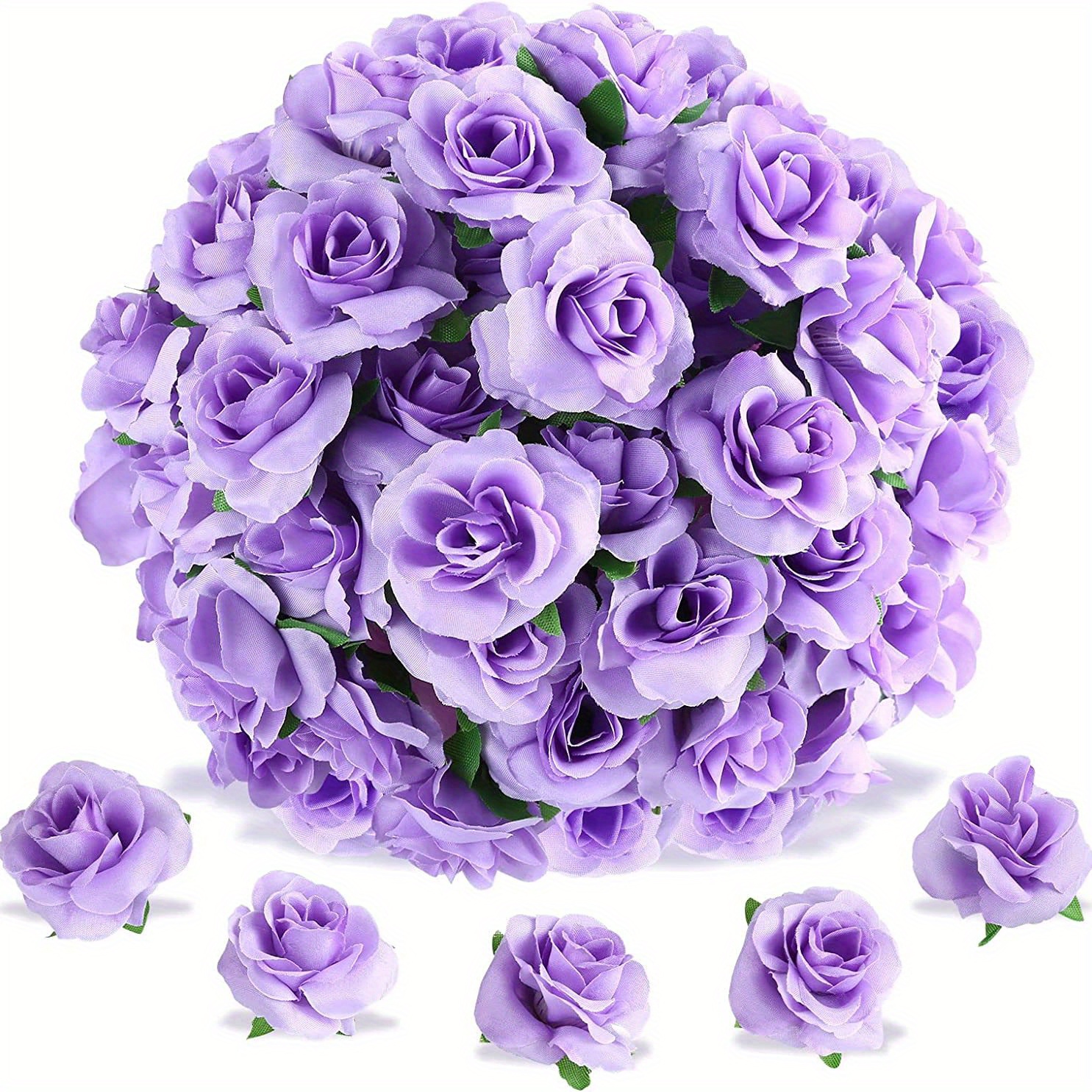 Paper purple Rose Artificial Flowers Small Fake Flowers 12 bouquets 72 PCs  Mini