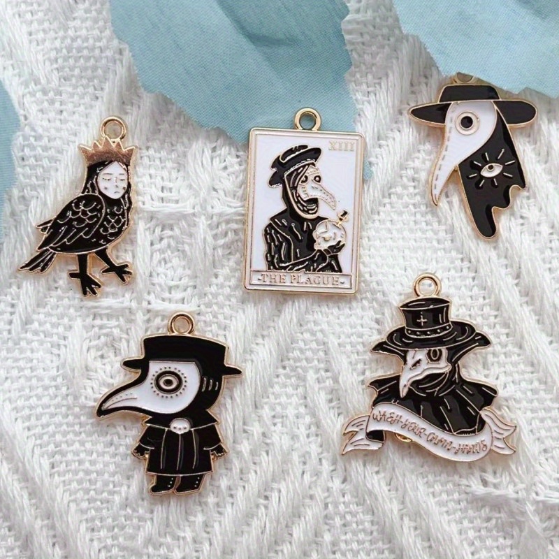 Halloween Gothic Charms Raven Enamel Charms - Temu