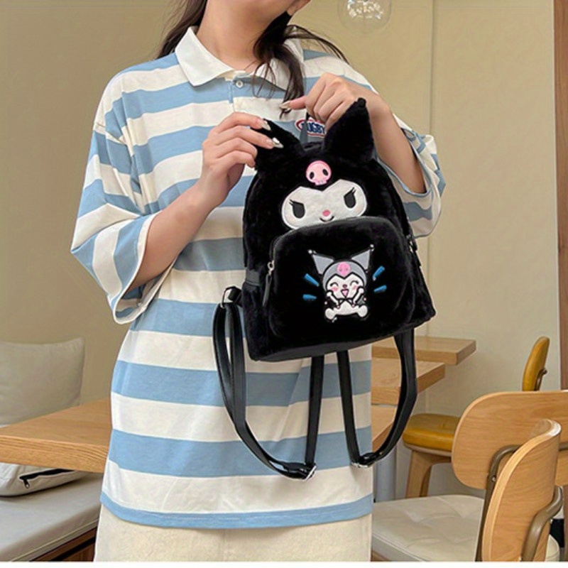 Kawaii Pattern Backpack Trendy Plush Storage School - Temu