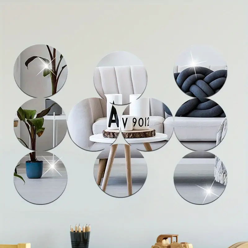 Shatterproof Detachable Self adhesive Round Acrylic Mirror - Temu