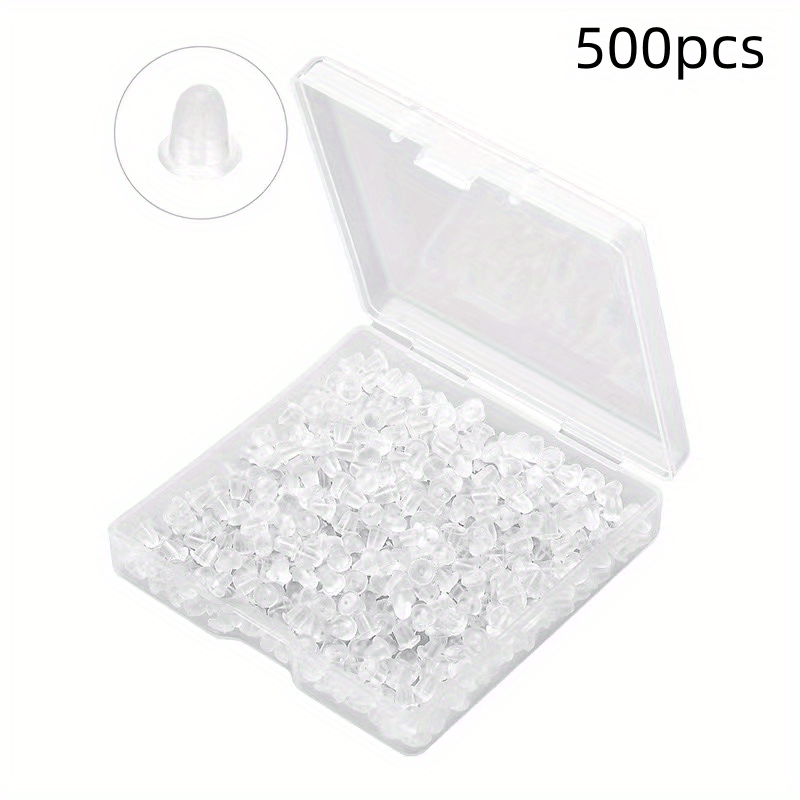 Earring Backs, 1000pcs Clear Earring Backings Soft Ear Safety Back Bullet  Clutch Stopper Replacement for Studs Fish Hook Earring Hoops, Hypoallergenic