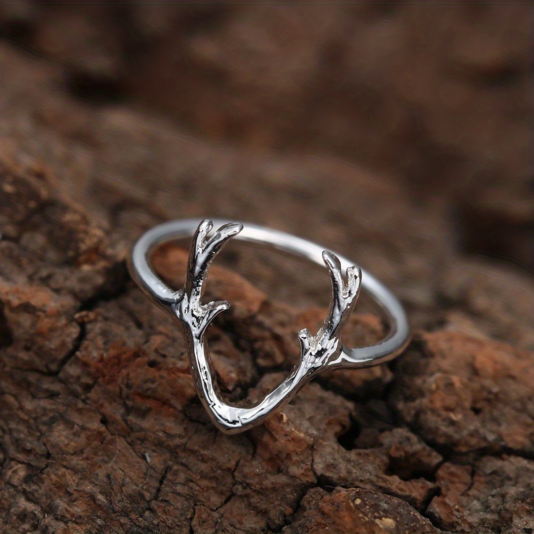 Deer Head Ring Moon Stars OK Christmas Ring Couples Wedding Gift