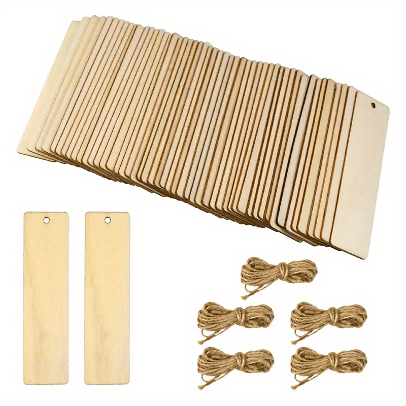 1/5/10Pcs Rectangle Wooden Unfinished Blank Bookmark Decoration Christmas  DIY Handmade Wood Tag Wedding Craft Supplies Tools