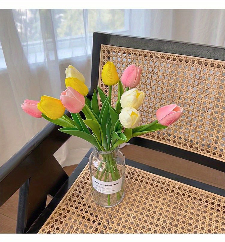 YO CHO-tulipanes artificiales, flores artificiales de PU en jarrón,  incluyen Decoración de casa de granja, decoración de boda, 10 unids/lote -  AliExpress