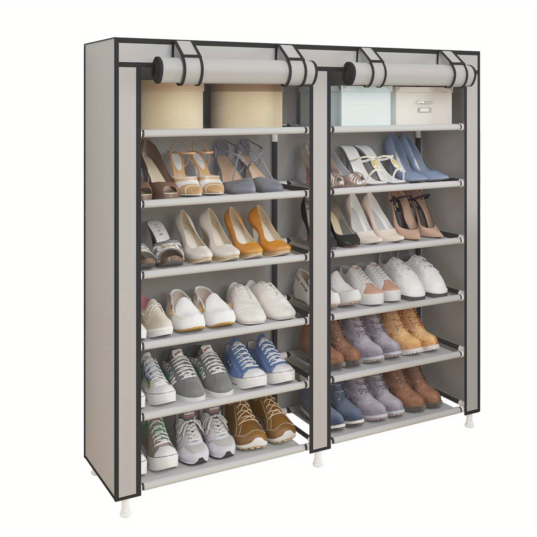 10 Layers Non-Woven Fabrics Large Capacity Shoe Rack Gray - Grey