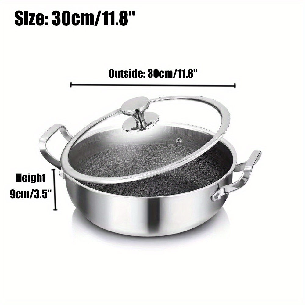 Pot Stove Lid Household Stainless Steel Pan Kitchen Cooking Wok Hex Clad  Frying Home Cookware Daily Products Court fan - AliExpress