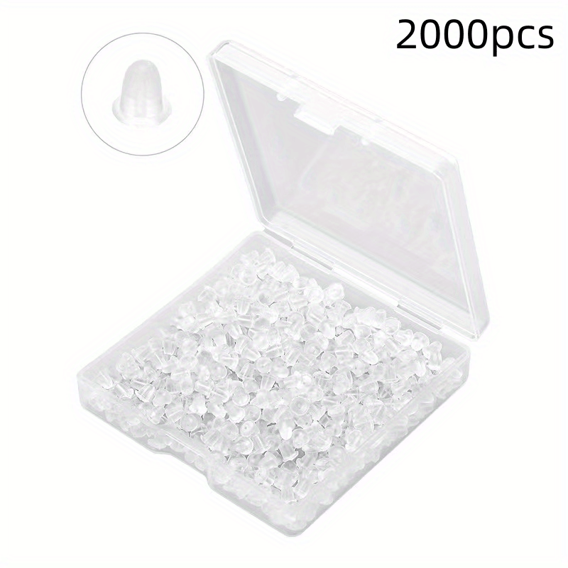 Silicone Earring Backs, 2000Pcs Soft Earring Stoppers, Clear Earring Backing  Replacement for Stud Post Fishhook Earrings, Hypoallergenic 