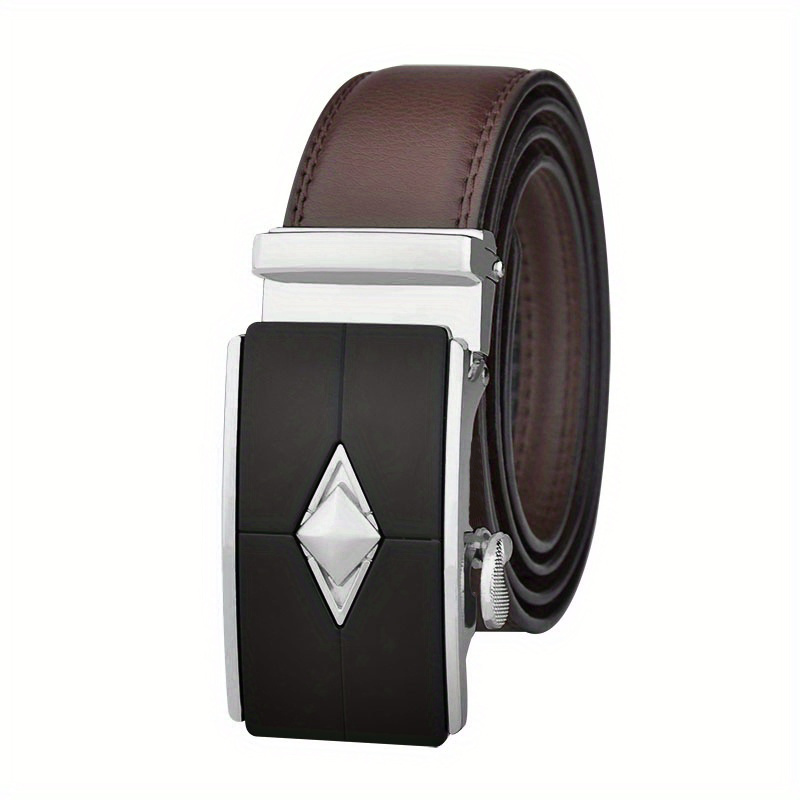 Argyle Style Men's Automatic Buckle Belt Business Leather Belt