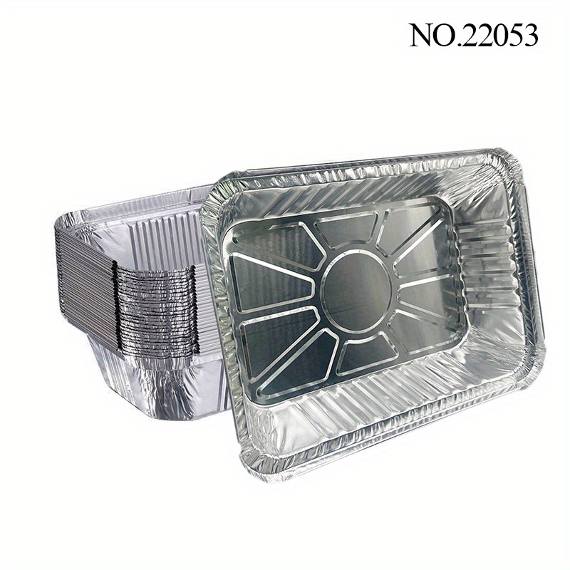 20 Pcs Aluminium Foil Trays Large Foil Food Trays with Lids Foil Baking  Trays Takeaway Tin Containers for Oven Roasting Broiling Cooking