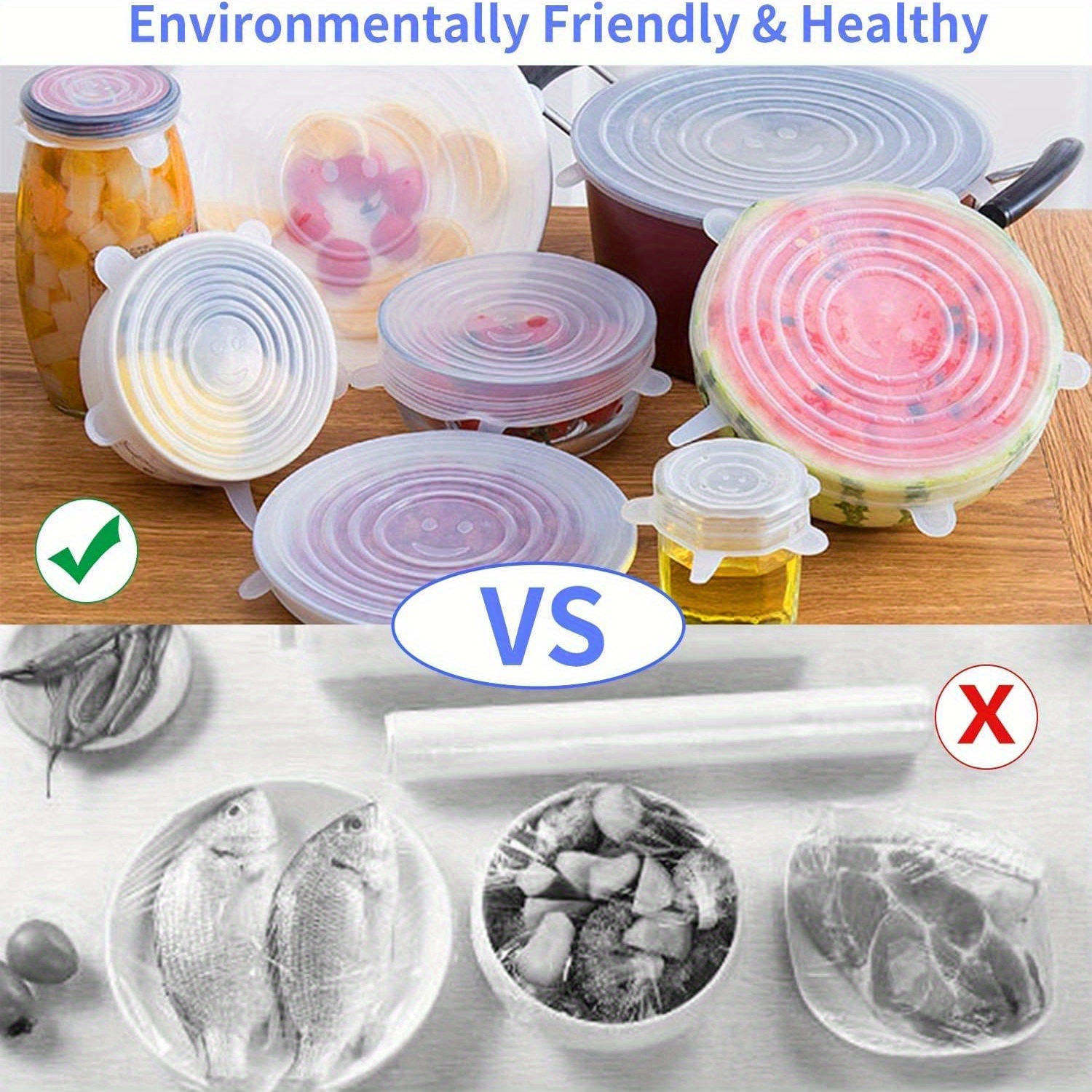 Reusable Silicone Food Covers Stretch Lids Storage Wrap Covers Eco