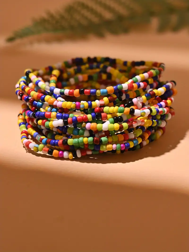 Colorful Beads Charm Friendship Bracelets Handmade Elastic - Temu