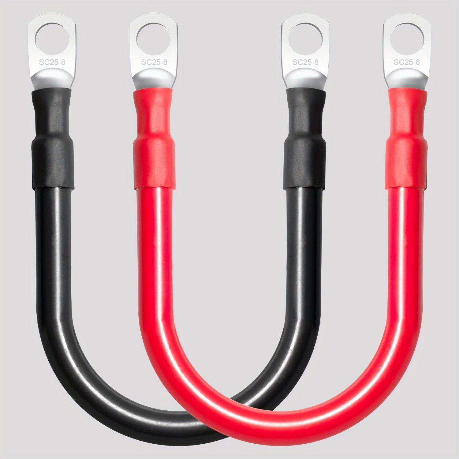  LDOPTO - Cables de batería de 6 AWG de 20 pulgadas para el  inversor de batería de automóvil con terminales, cables inversores de  batería de cobre estañado rojo + negro para