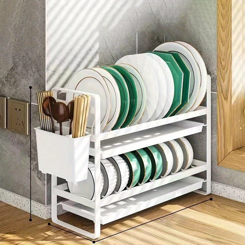 LINFIDITE Organizer per piatti, confezione da 2 pezzi, scolapiatti  verticale, in metallo, per bancone da cucina, 16,3 x 11,4 x 20,1 cm, nero