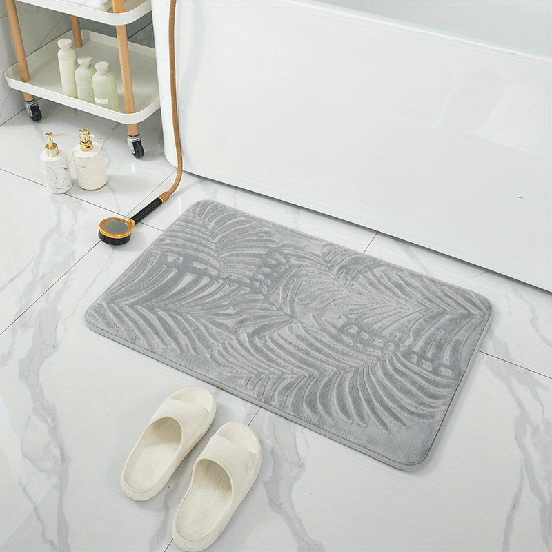 Leaf Pattern Bath Rug Non Slip Absorbent Bath Mat