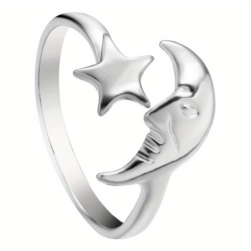 Deer Head Ring Moon Stars OK Christmas Ring Couples Wedding Gift