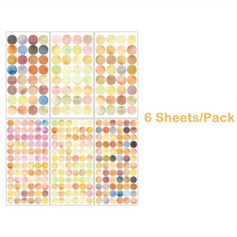 Image of 6-pack Polka Dot Stickers, Multicolor Glitter Paper, Self-adhesive, Fantasy Themed, Round Shape, Semi-, For Scrapbooking And Diy Crafts, Single Use Embellishments