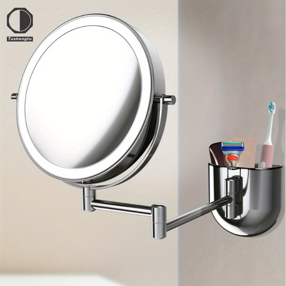 Espejo de maquillaje Rectangular de gran tamaño para baño, plegable, brazo  extendido, montado en la pared, aumento de 3X, espejo de tocador de 2  lados, giratorio 360 - AliExpress