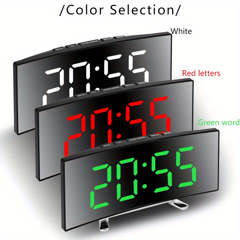 1pc Creative Curved Electronic Clock Led Large Screen Plug In 