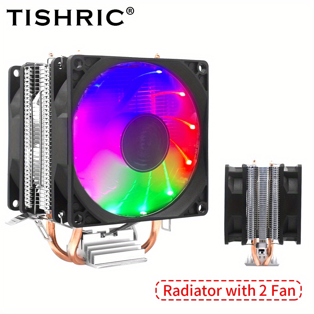 Rgb Pwm Cpu Cooler Fan 3 Heat Pipes 2 Fans Compatible With - Temu