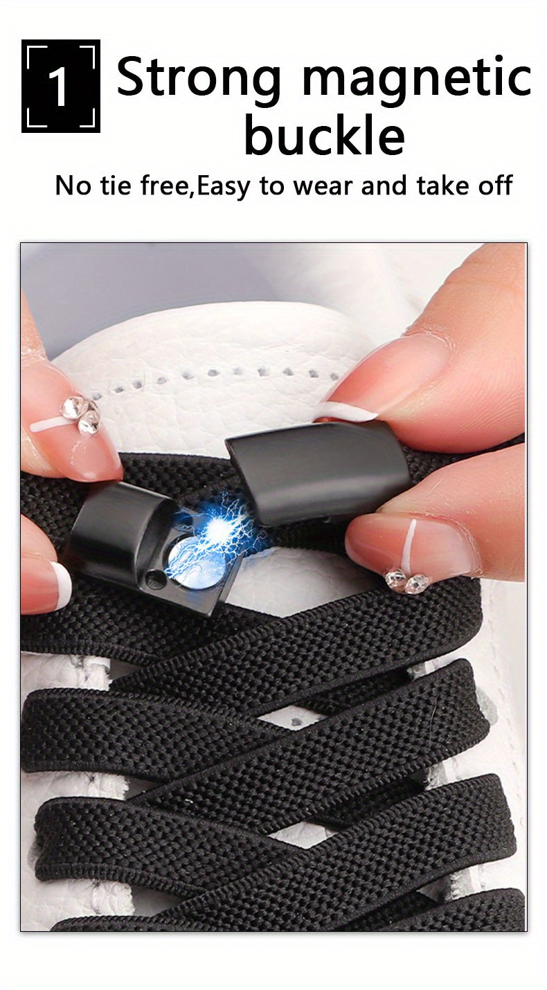 1 Pair Diamond Cross Locks No Tie Elastic Shoelaces for Sneakers, Durable Acetate Fiber