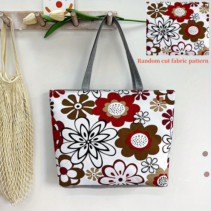 Aesthetic Floral Print Tote Bag, Cartoon Canvas Shoulder Bag, Women's  Casual Reusable Handbag & Shopping Bag - Temu