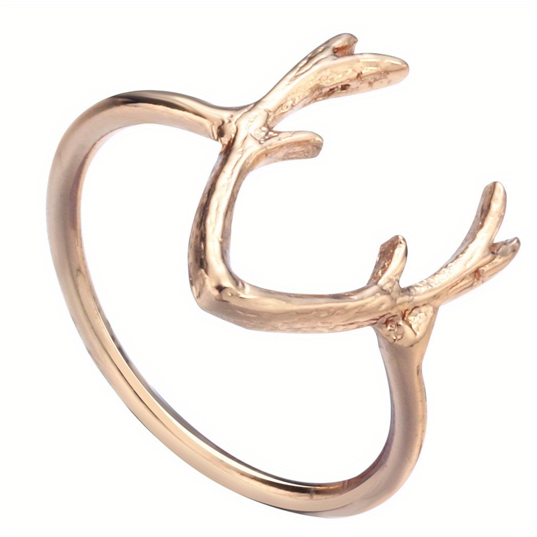 Deer Head Ring Moon Stars OK Christmas Ring Couples Wedding Gift