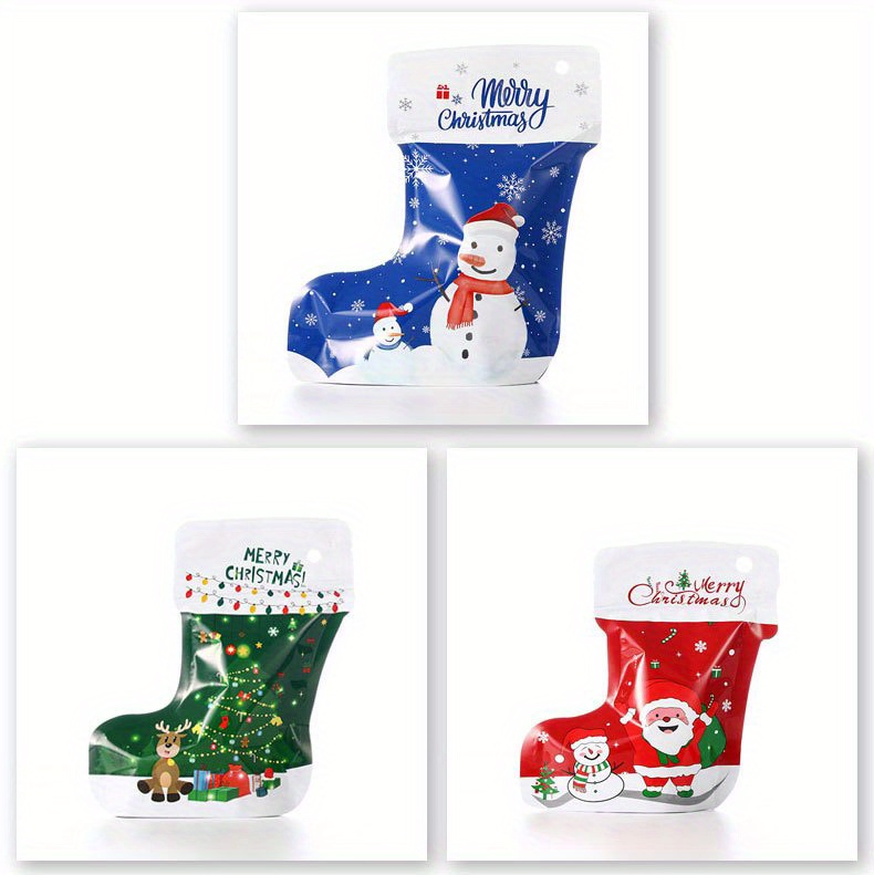 piaybook Gift Bags 1PC Christmas Socks Stand-Up Bag Boots Stand-Up Plastic  Bag Jewelry Ziplock Bag Christmas Gift Packaging Bag Christmas Decoration  Festive Holiday Gift Wrapping 